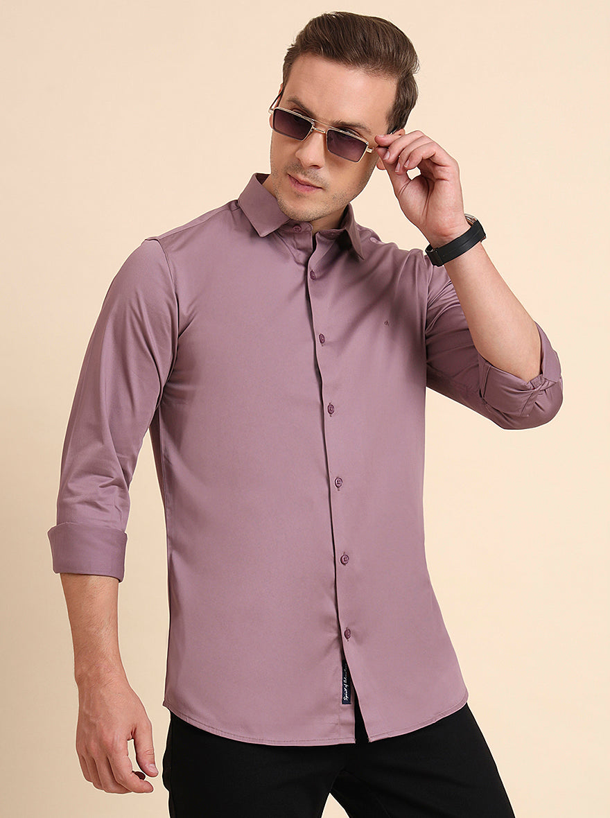 Violet Solid Slim Fit Casual Shirt | JadeBlue
