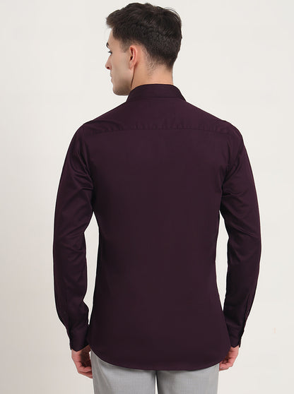 Wine Solid Slim Fit Casual Shirt | JadeBlue