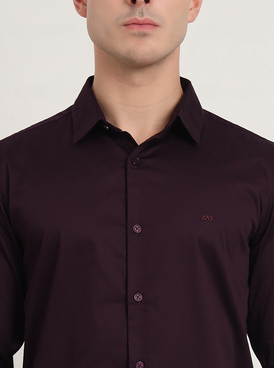 Wine Solid Slim Fit Casual Shirt | JadeBlue