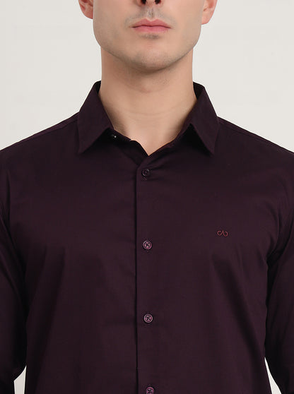 Wine Solid Slim Fit Casual Shirt | JadeBlue