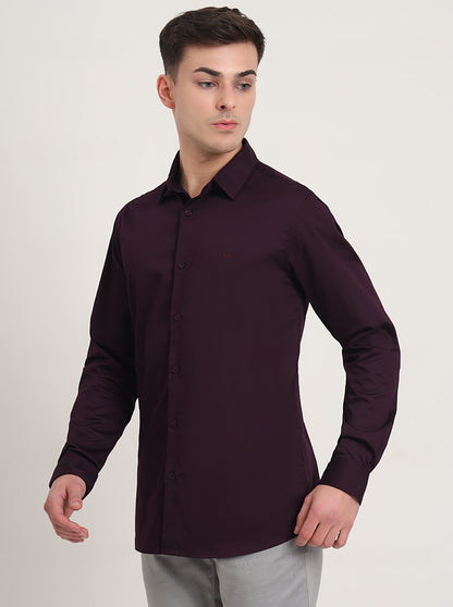 Wine Solid Slim Fit Casual Shirt | JadeBlue