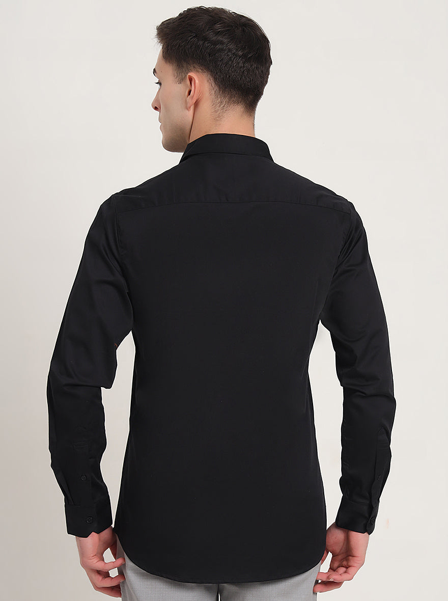 Black Solid Slim Fit Casual Shirt | JadeBlue