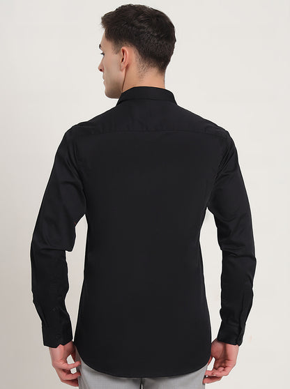 Black Solid Slim Fit Casual Shirt | JadeBlue