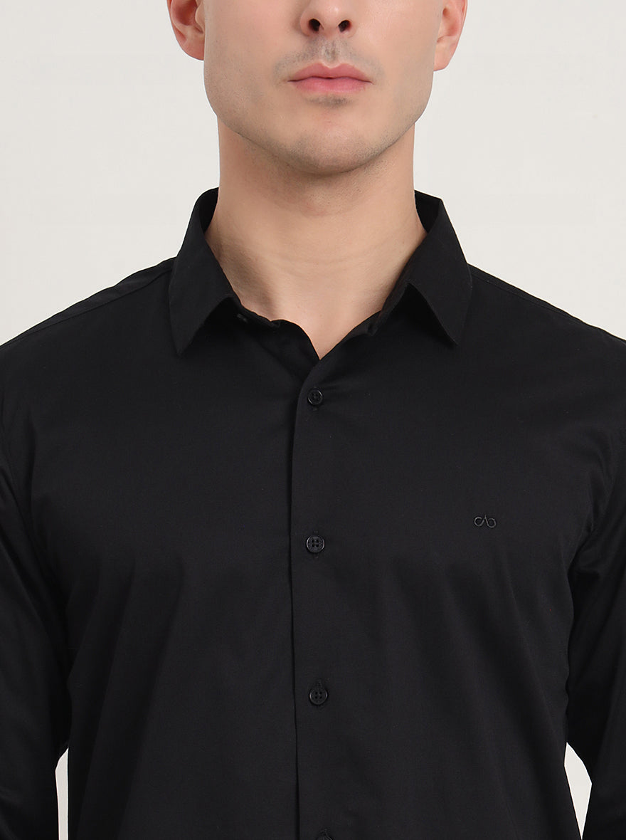 Black Solid Slim Fit Casual Shirt | JadeBlue