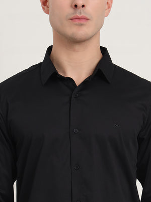 Black Solid Slim Fit Casual Shirt | JadeBlue