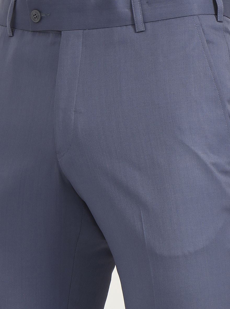 Blue Solid Slim Fit Formal Trouser | JadeBlue Super Luxe