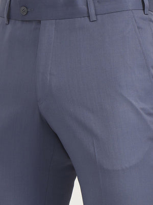 Blue Solid Slim Fit Formal Trouser | JadeBlue Super Luxe