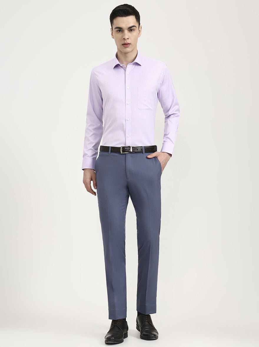 Blue Solid Slim Fit Formal Trouser | JadeBlue Super Luxe