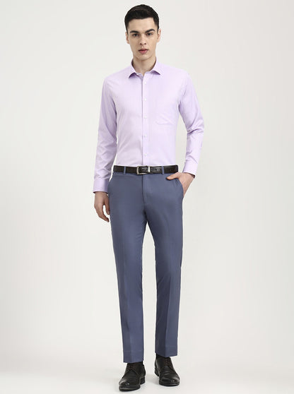 Blue Solid Slim Fit Formal Trouser | JadeBlue Super Luxe