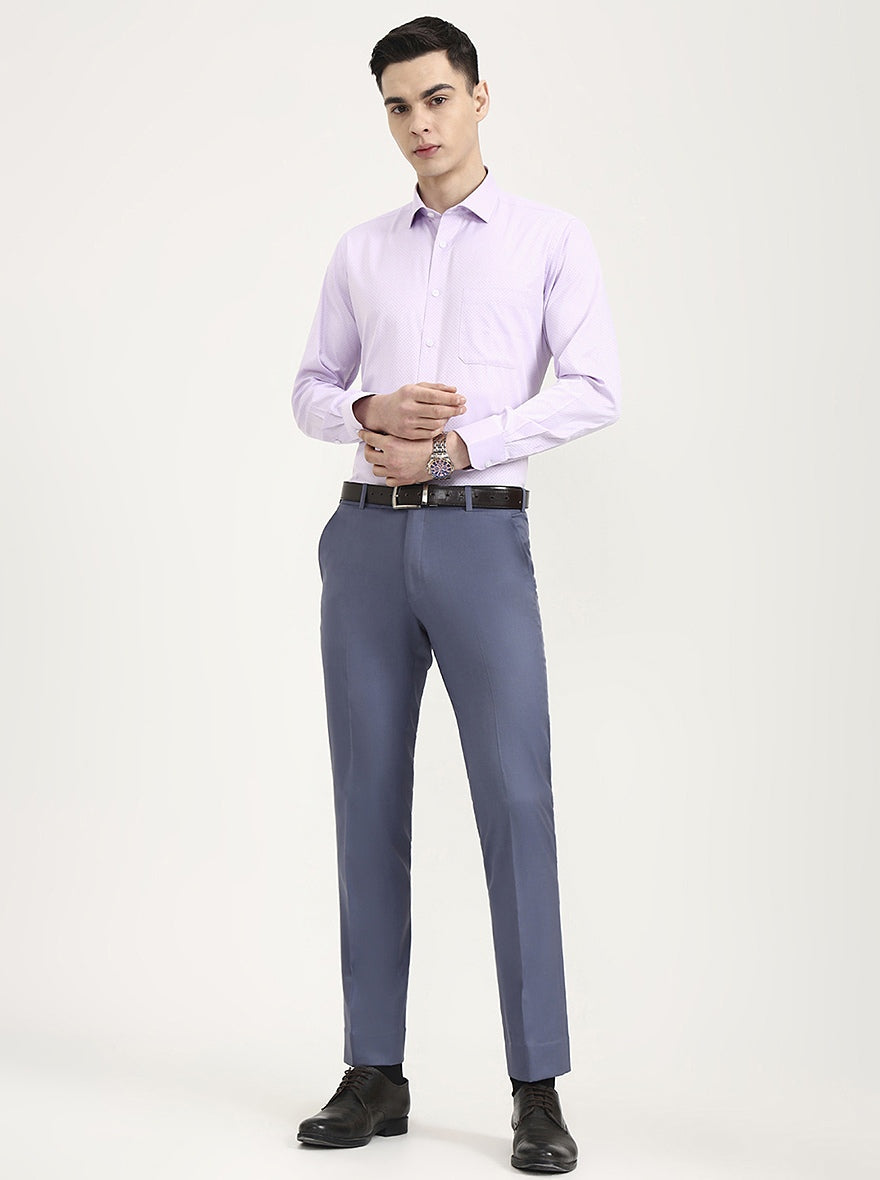 Blue Solid Slim Fit Formal Trouser | JadeBlue Super Luxe