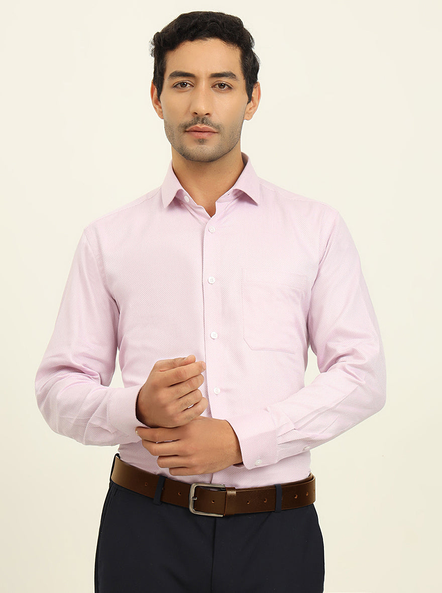 Baby Pink Solid Slim Fit Formal Shirt | Metal
