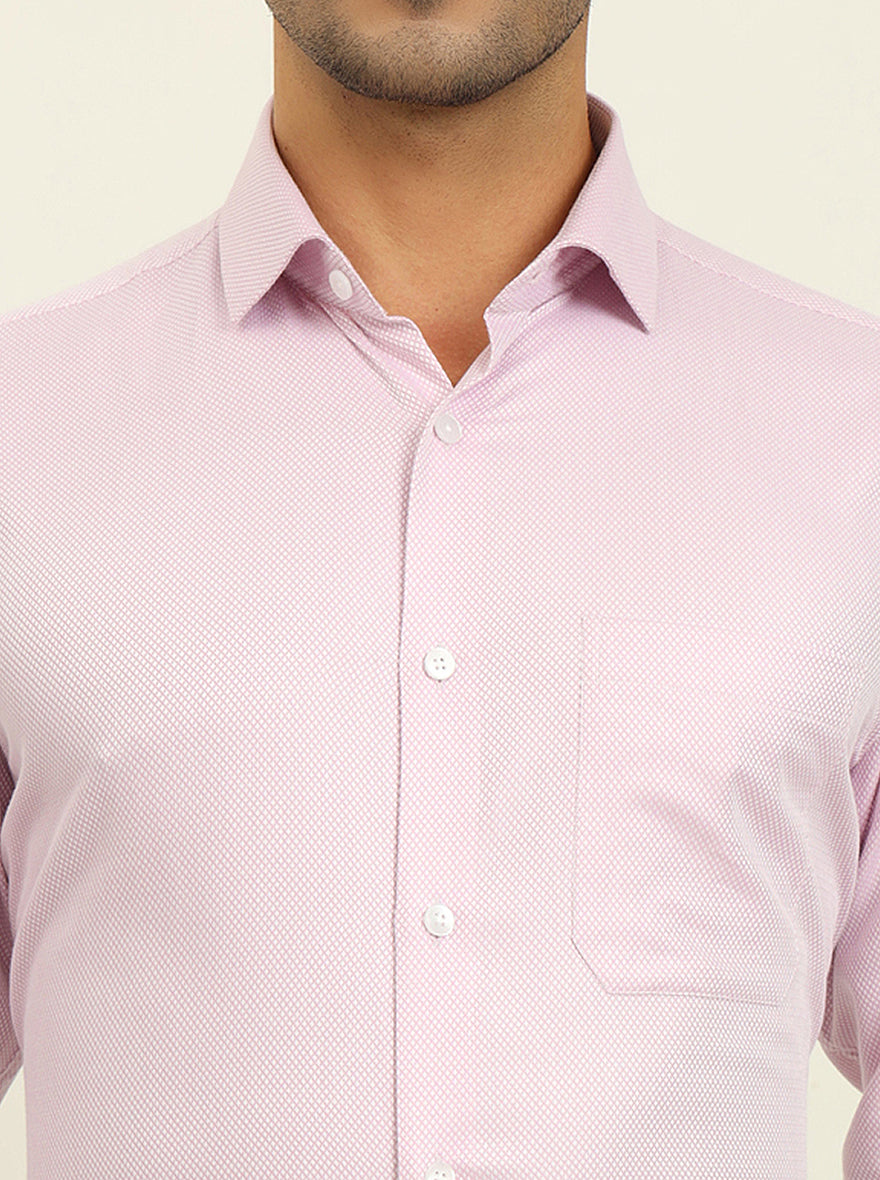Baby Pink Solid Slim Fit Formal Shirt | Metal