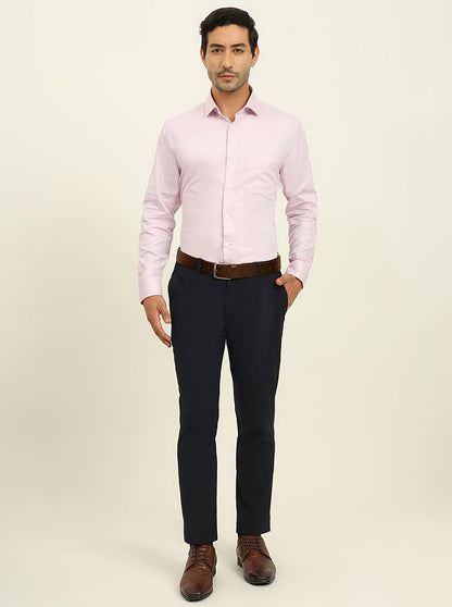 Baby Pink Solid Slim Fit Formal Shirt | Metal