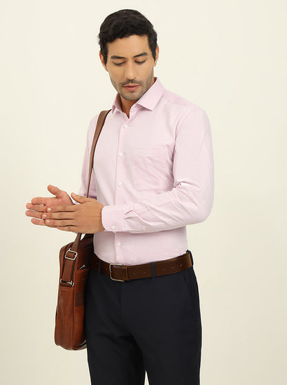 Baby Pink Solid Slim Fit Formal Shirt | Metal
