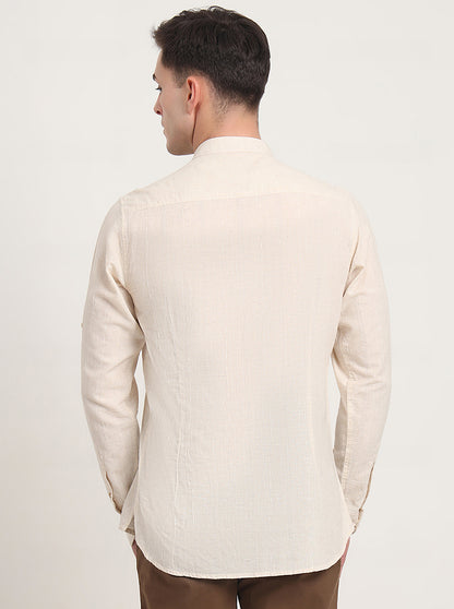 Natural Solid Slim Fit Sort Kurta | JadeBlue