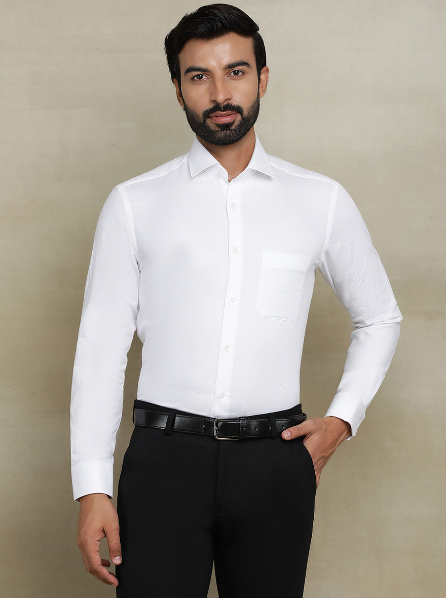 White Dobby Slim fit Formal Shirt | Metal