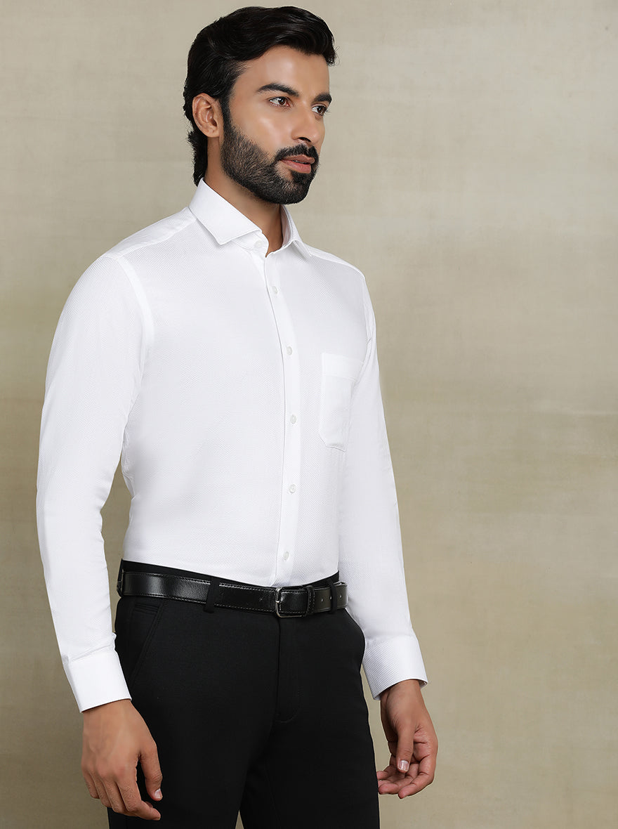 White Dobby Slim fit Formal Shirt | Metal