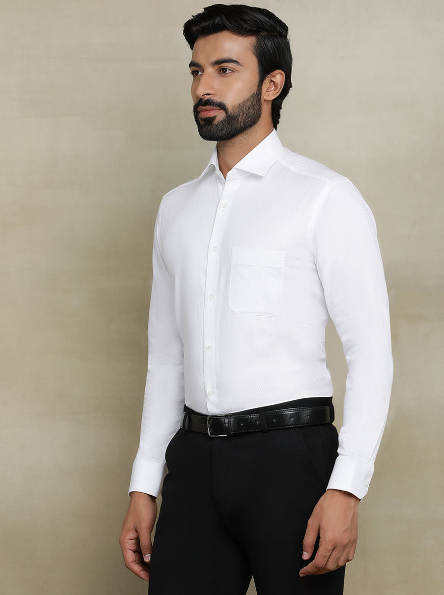 White Dobby Slim fit Formal Shirt | Metal