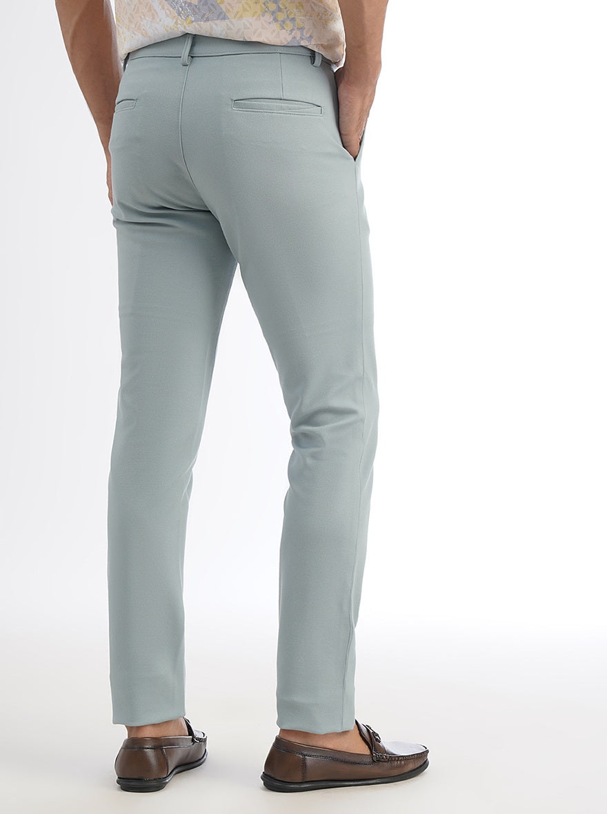 Light Blue Solid Venice Fit Casual Trouser | JadeBlue
