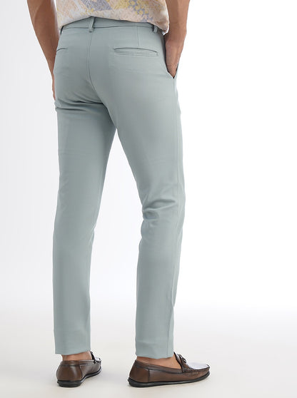 Light Blue Solid Venice Fit Casual Trouser | JadeBlue