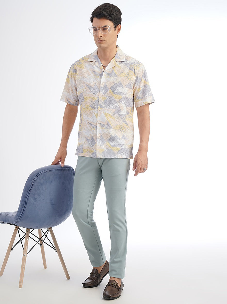 Light Blue Solid Venice Fit Casual Trouser | JadeBlue