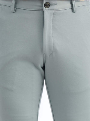 Light Blue Solid Venice Fit Casual Trouser | JadeBlue