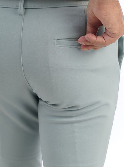 Light Blue Solid Venice Fit Casual Trouser | JadeBlue