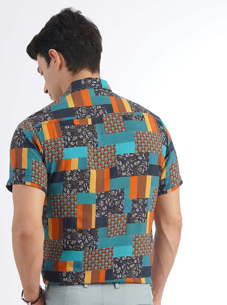 Multicolor Printed Slim Fit Casual Shirt | JadeBlue