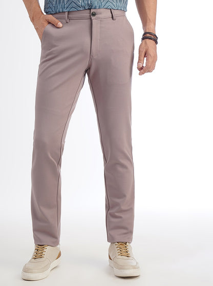 Pink Solid Venice Fit Casual Trouser | JadeBlue