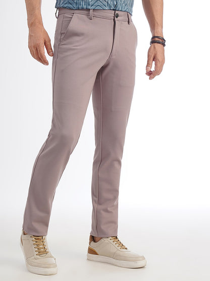 Pink Solid Venice Fit Casual Trouser | JadeBlue