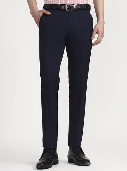 Navy Blue Solid Slim Fit Formal Trouser | JadeBlue Super Luxe