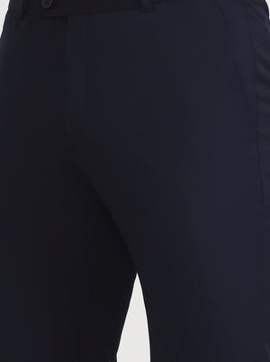 Navy Blue Solid Slim Fit Formal Trouser | JadeBlue Super Luxe