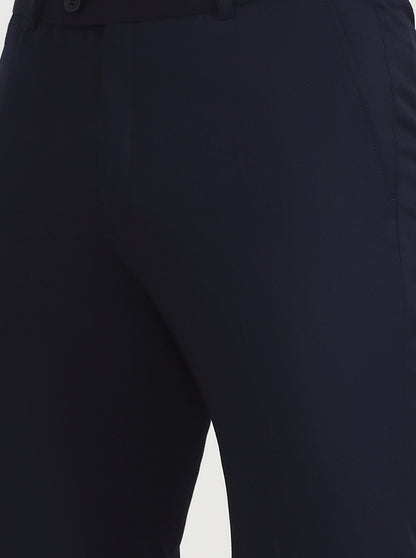 Navy Blue Solid Slim Fit Formal Trouser | JadeBlue Super Luxe