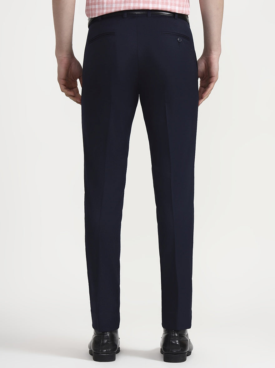 Navy Blue Solid Slim Fit Formal Trouser | JadeBlue Super Luxe
