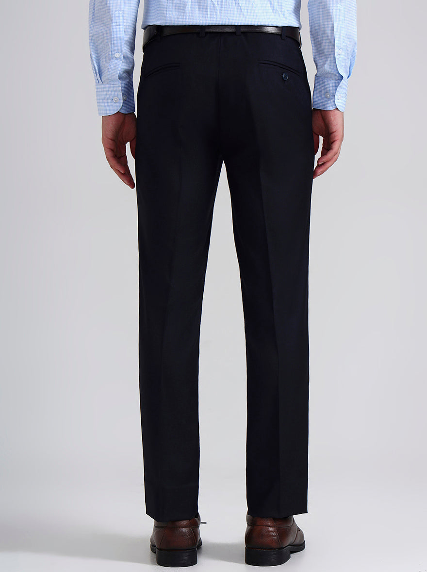 Blue Solid Slim Fit Formal Trouser | Metal
