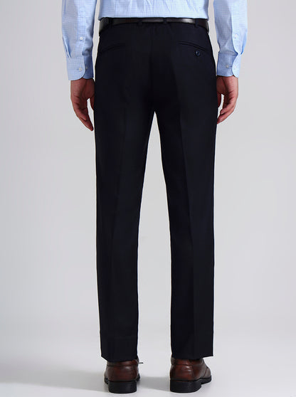 Blue Solid Slim Fit Formal Trouser | Metal