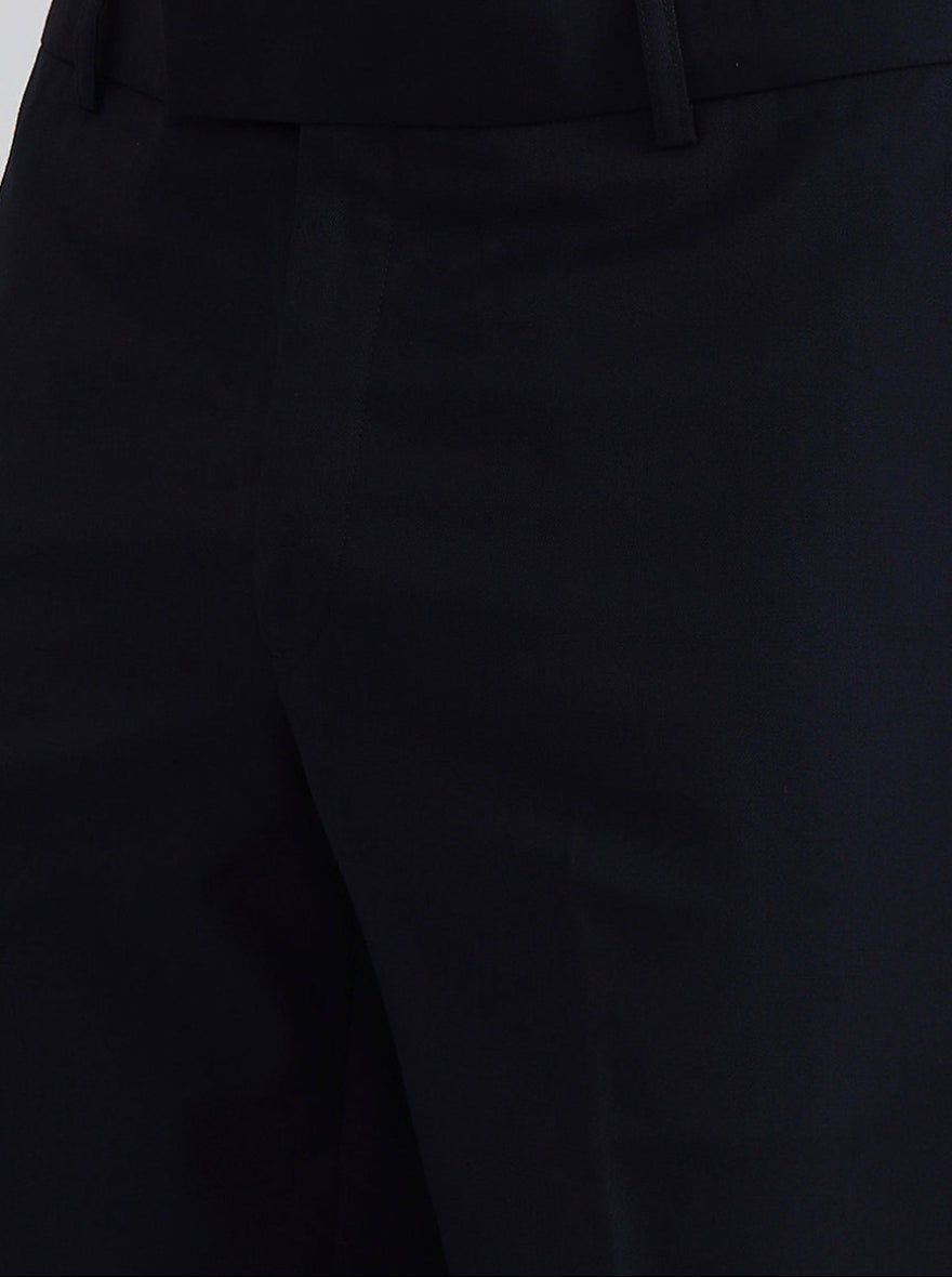 Blue Solid Slim Fit Formal Trouser | Metal