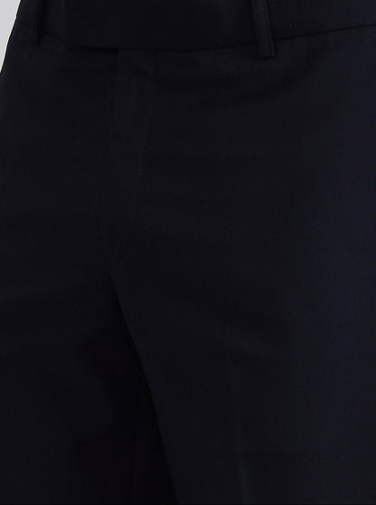 Blue Solid Slim Fit Formal Trouser | Metal