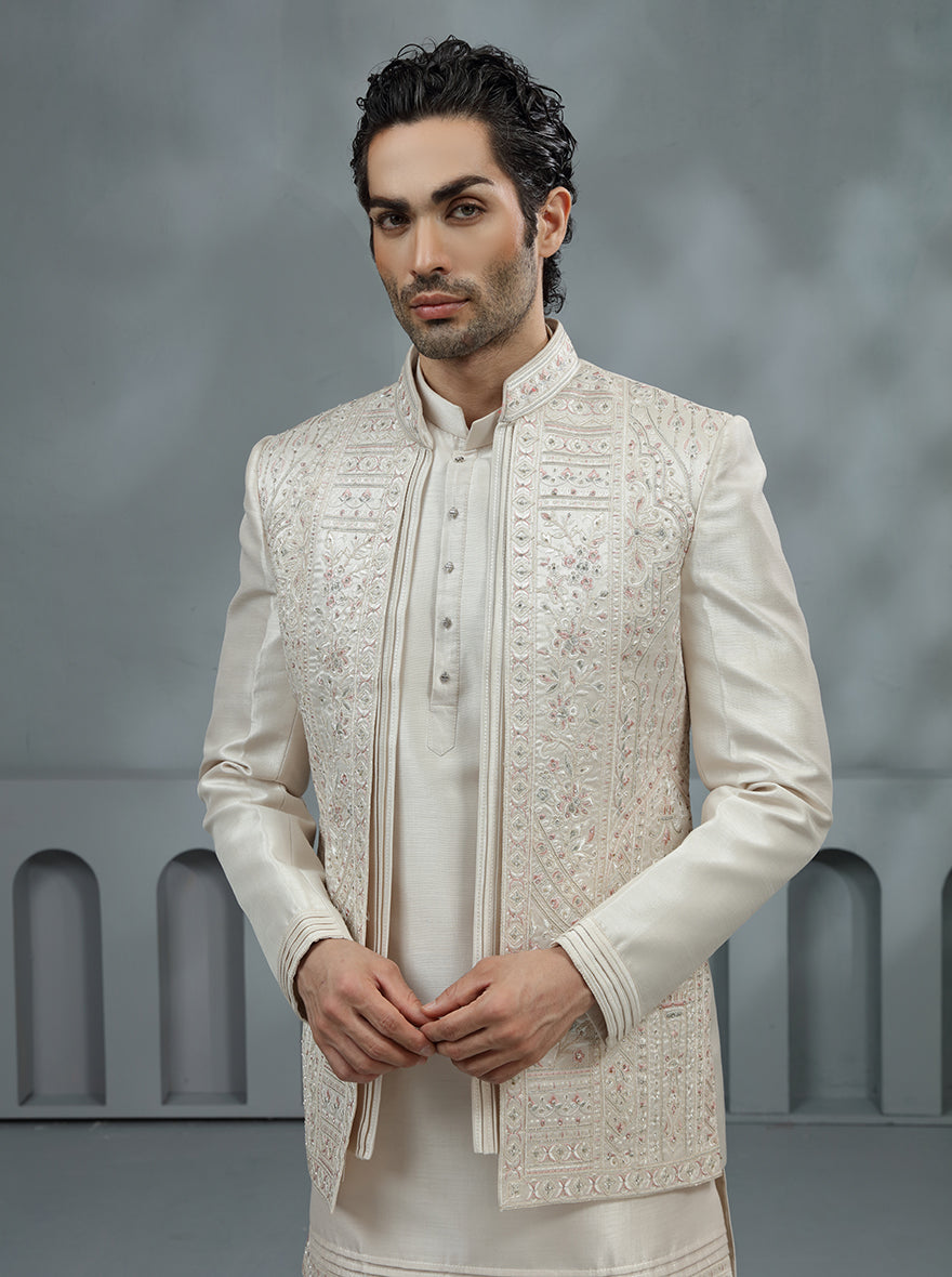 Fawn Embroidered Indowestern | Virasana