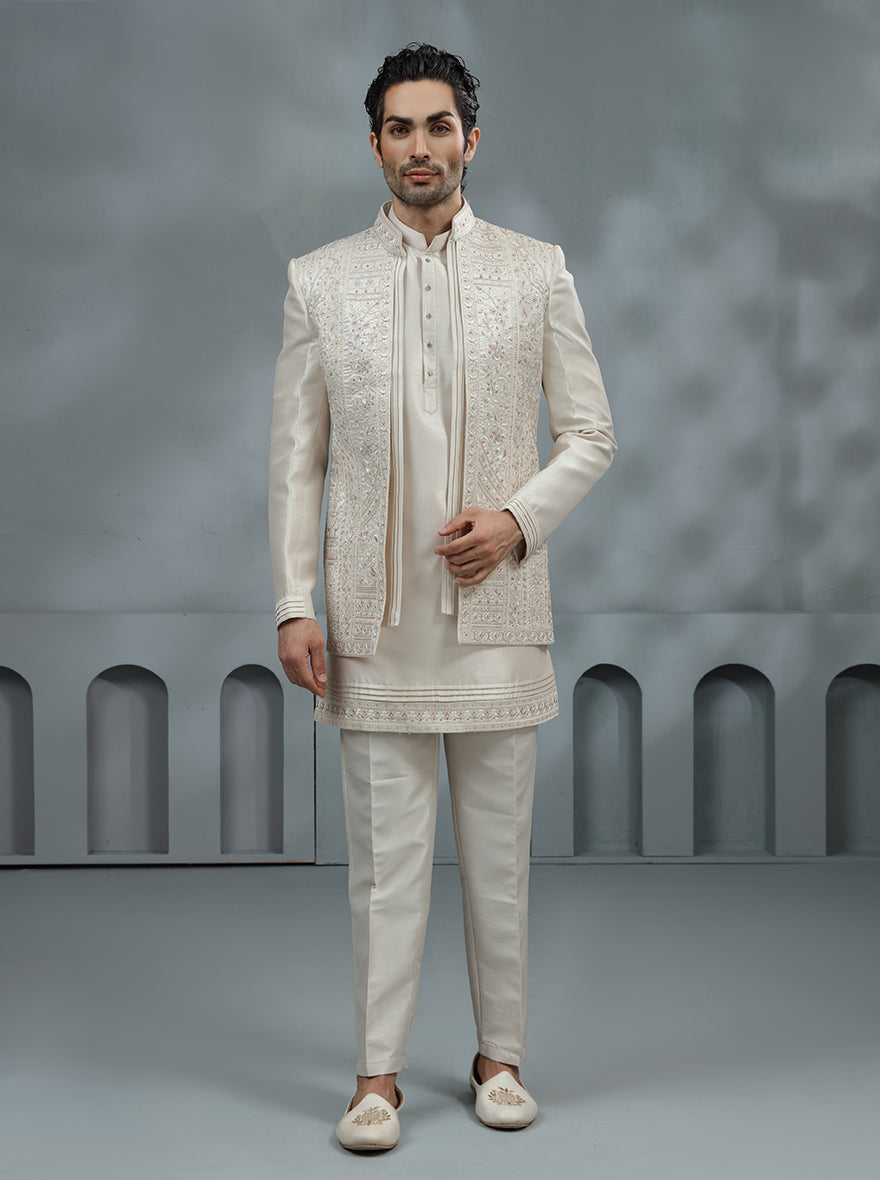 Fawn Embroidered Indowestern | Virasana