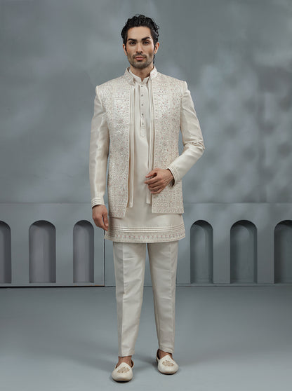 Fawn Embroidered Indowestern | Virasana
