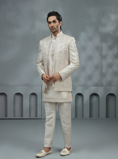 Fawn Embroidered Indowestern | Virasana