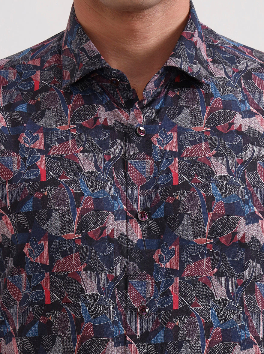 Multicolor Printed Slim Fit Party Wear Shirt | Wyre
