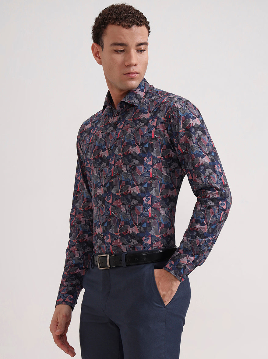 Multicolor Printed Slim Fit Party Wear Shirt | Wyre