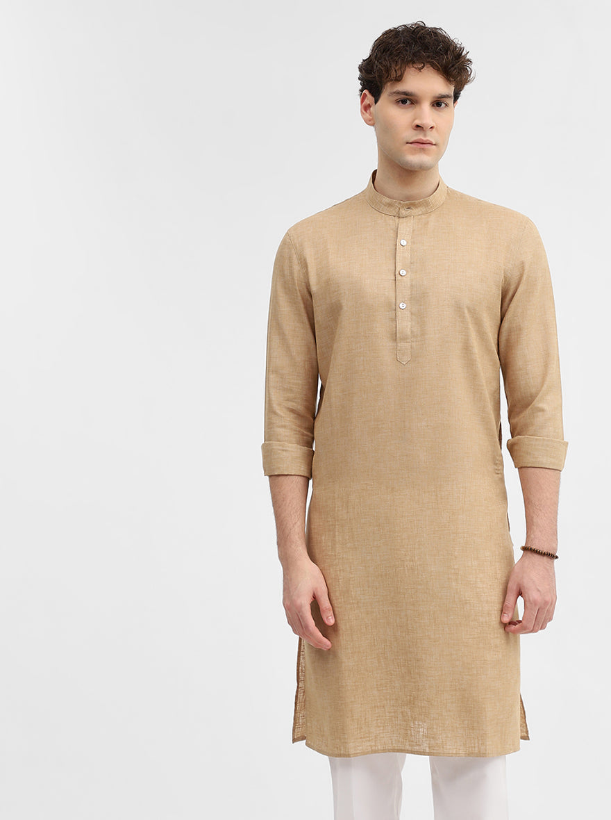 Brown Solid Modi Kurta | JadeBlue