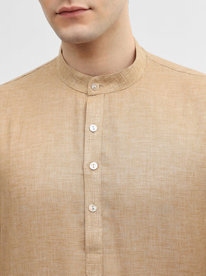 Brown Solid Modi Kurta | JadeBlue