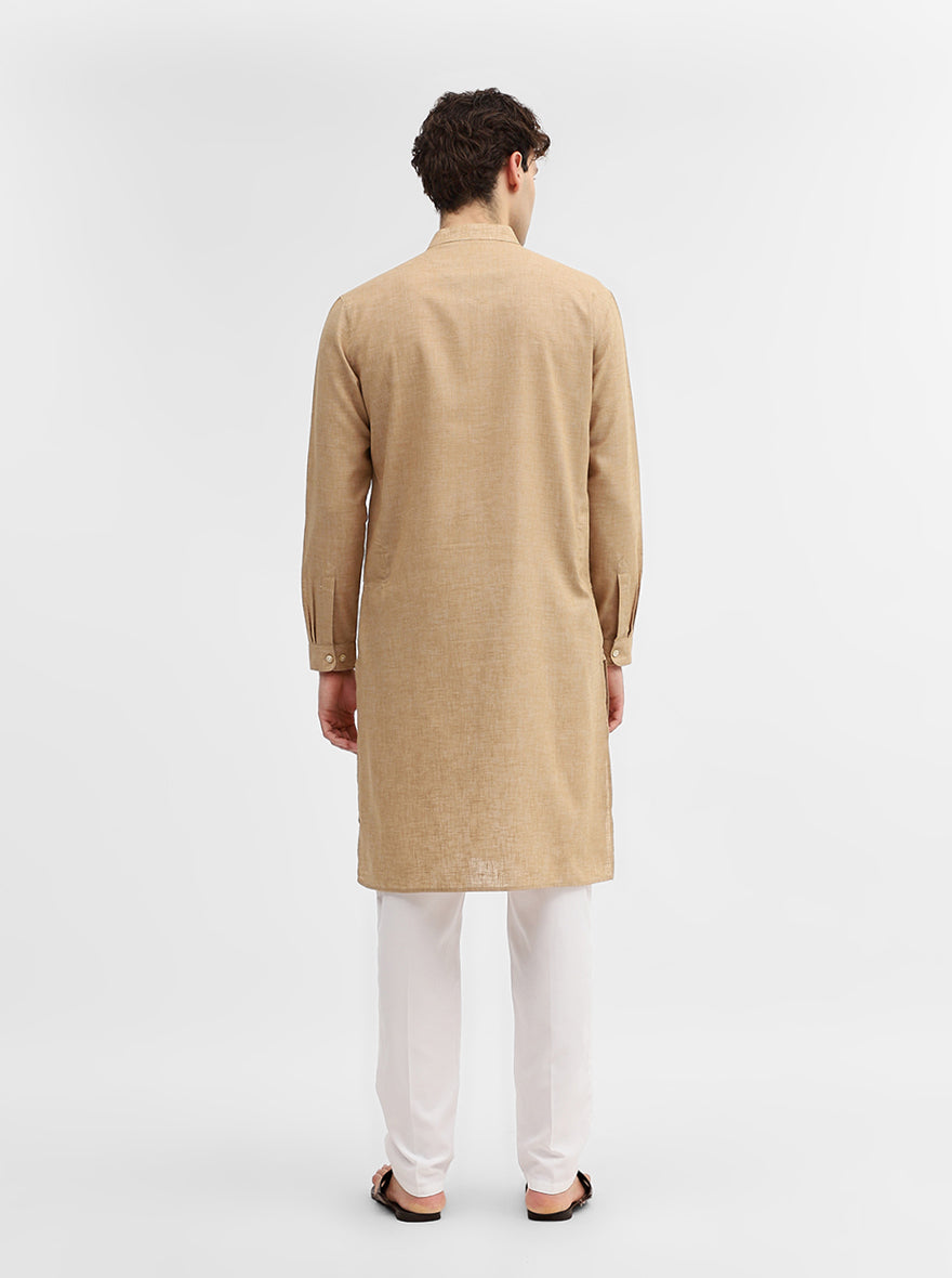 Brown Solid Modi Kurta | JadeBlue