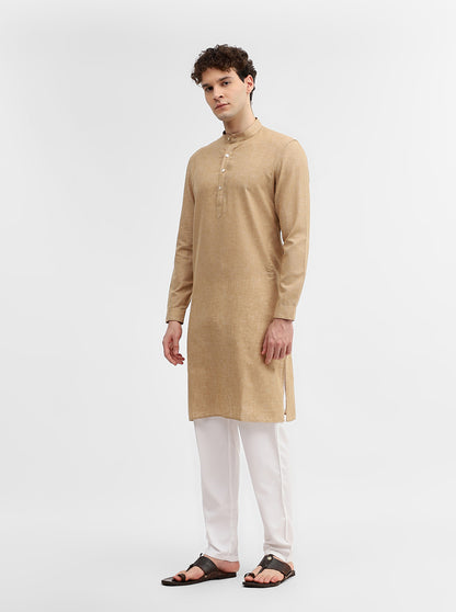 Brown Solid Modi Kurta | JadeBlue