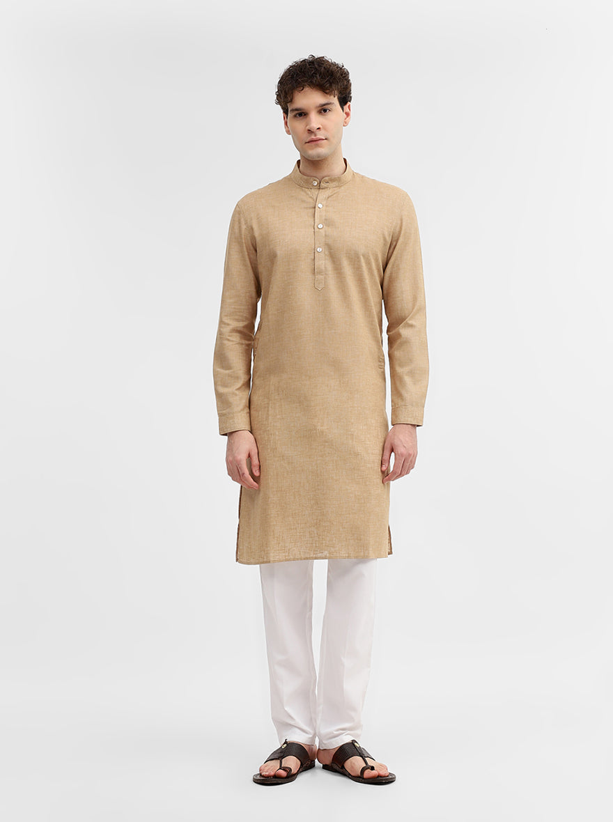 Brown Solid Modi Kurta | JadeBlue