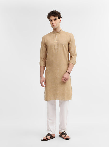 Brown Solid Modi Kurta | JadeBlue